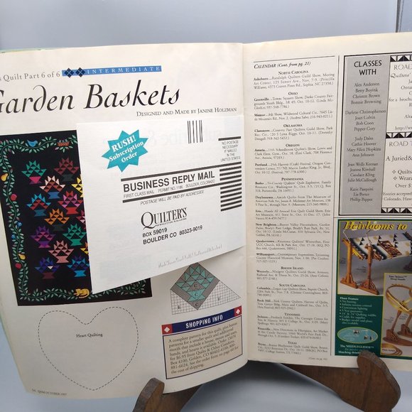 Vintage Craft Patterns, Quilter's Newsletter Magazine, October 1997 No 296 - Picture 3 of 3